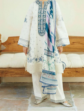 Grace Z-(1265) - Stitched Embroidered 3pc Lawn Dress With Printed Munar Dupatta.